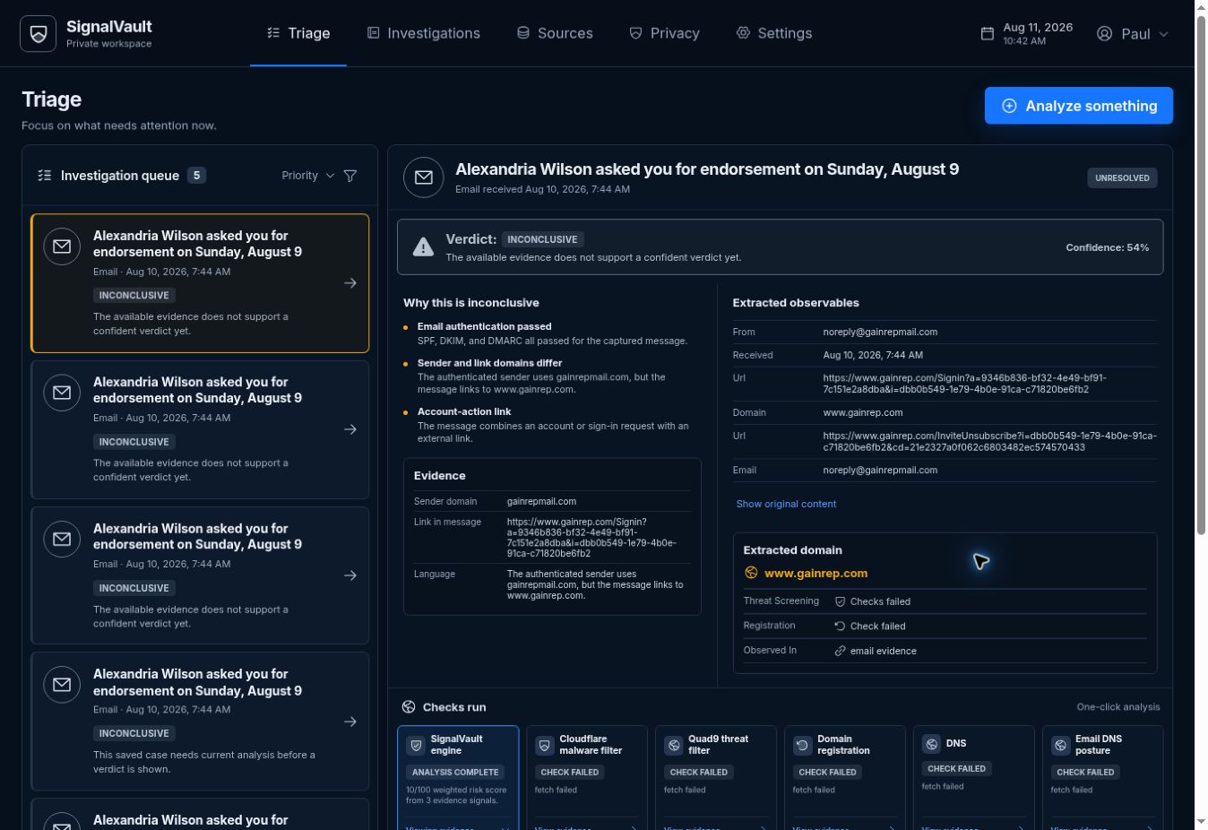 SignalVault screenshot